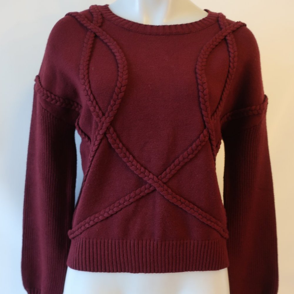 NWT Womens Belldini Burgundy Redwood Knit Pullover Sweater S/P *